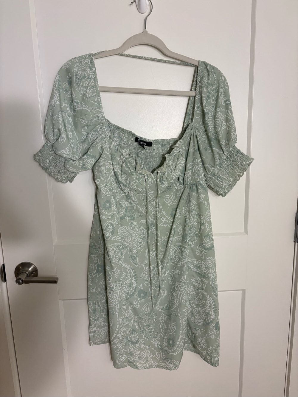 Trixxi Sage Green Paisley Mini Dress